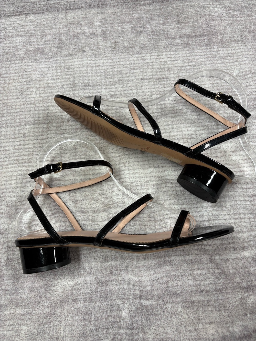 J. Crew skinny strap round-heel sandals patent leather womens 7.5 black dressy - Picture 3 of 8